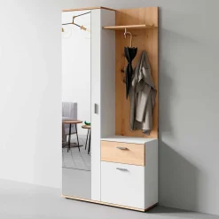 Wohnen Garderoben<Kompaktgarderobe in Weiß und Wildeiche Optik - Yumagno