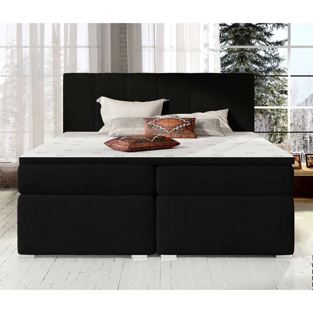 Wohnen Betten<Komplettbett in Schwarzbraun Stoffbezug - Carbonaro