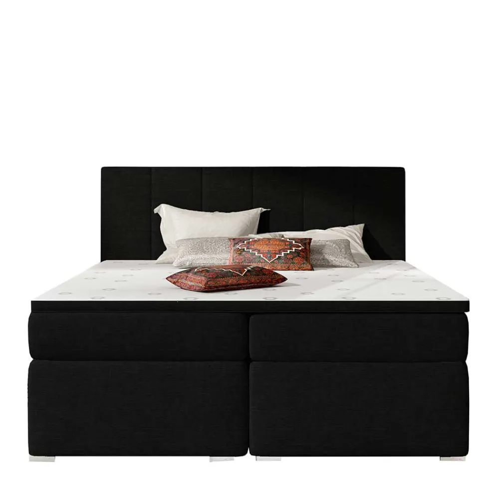 Wohnen Betten<Komplettbett in Schwarzbraun Stoffbezug - Carbonaro
