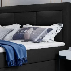 Wohnen Betten<Komplettbett in Schwarzbraun Stoffbezug - Aundre