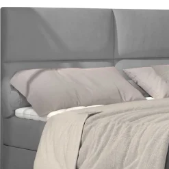Wohnen Betten<Komplettbett mit Samtbezug in Hellgrau - Yusephia