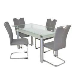 Wohnen Sitzgruppe<Komplette Essgruppe mit Glastisch - Viddalba (fünfteilig)