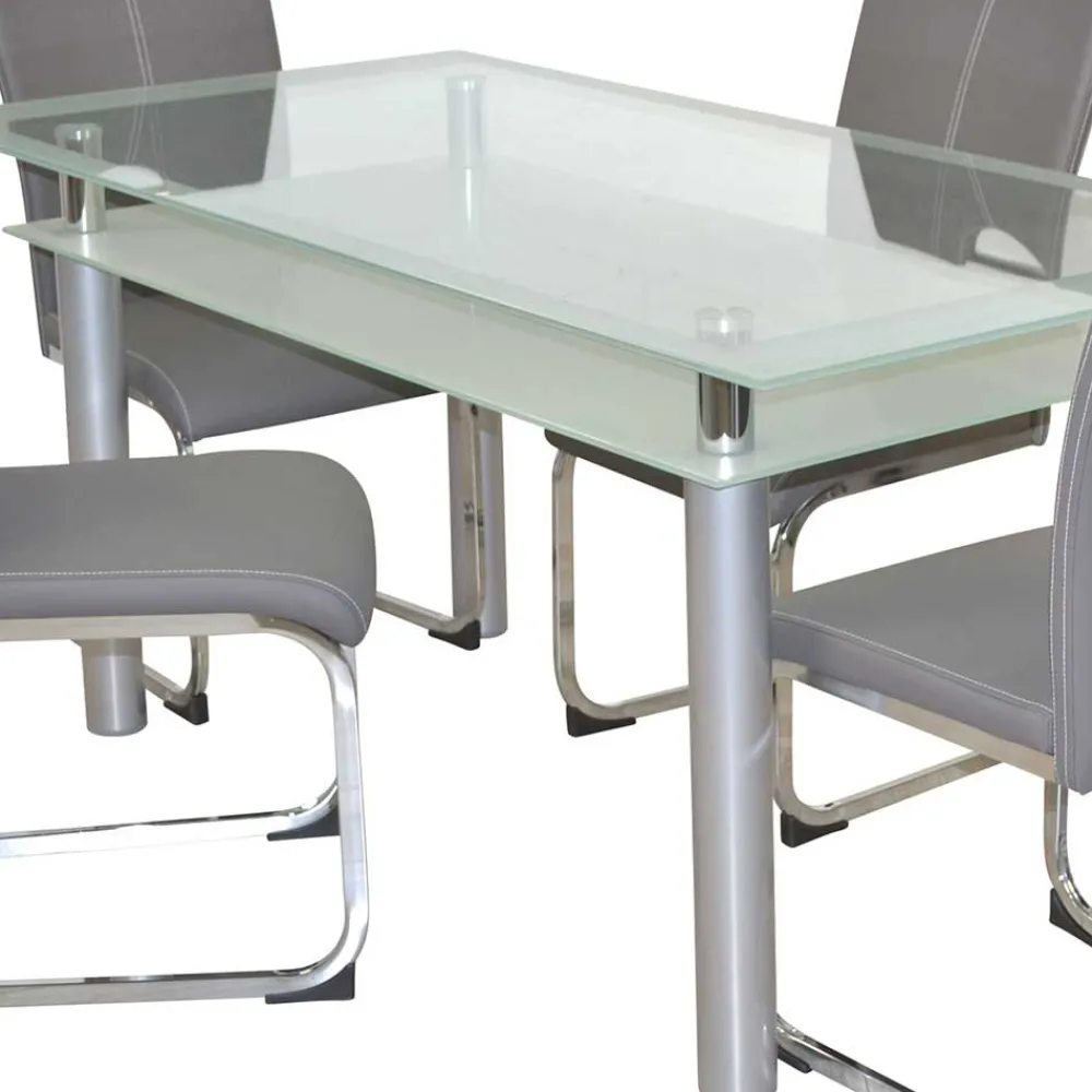 Wohnen Sitzgruppe<Komplette Essgruppe mit Glastisch - Viddalba (fünfteilig)