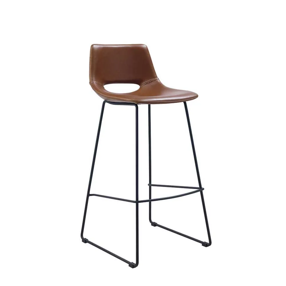 Wohnen Hocker<Kultiger Barstuhl in Braun Schwarz - Ricinga (2er Set)