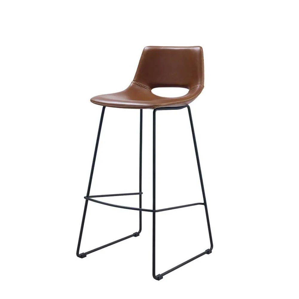 Wohnen Hocker<Kultiger Barstuhl in Braun Schwarz - Ricinga (2er Set)