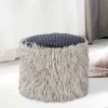 Wohnen Hocker<Kunstfell Pouf in Hellgrau mit Cord Dunkelgrau - Valbera