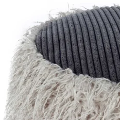 Wohnen Hocker<Kunstfell Pouf in Hellgrau mit Cord Dunkelgrau - Valbera