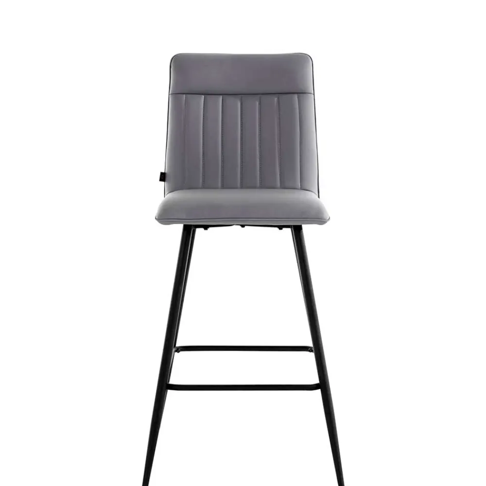 Wohnen Hocker<Kunstleder Barstühle in Grau - Eleganto (2er Set)