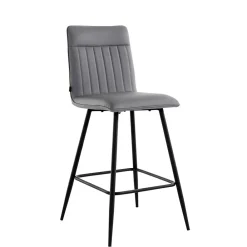 Wohnen Hocker<Kunstleder Barstühle in Grau - Eleganto (2er Set)
