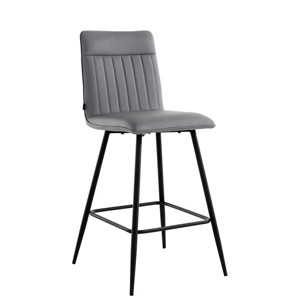 Wohnen Hocker<Kunstleder Barstühle in Grau - Eleganto (2er Set)