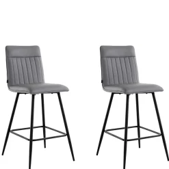 Wohnen Hocker<Kunstleder Barstühle in Grau - Eleganto (2er Set)