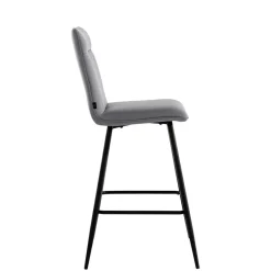Wohnen Hocker<Kunstleder Barstühle in Grau - Eleganto (2er Set)
