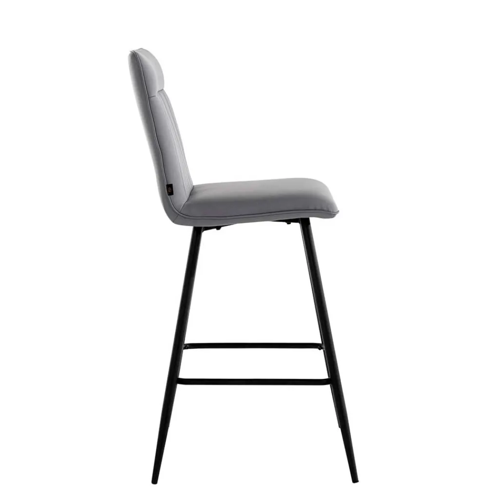 Wohnen Hocker<Kunstleder Barstühle in Grau - Eleganto (2er Set)