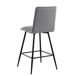 Wohnen Hocker<Kunstleder Barstühle in Grau - Eleganto (2er Set)