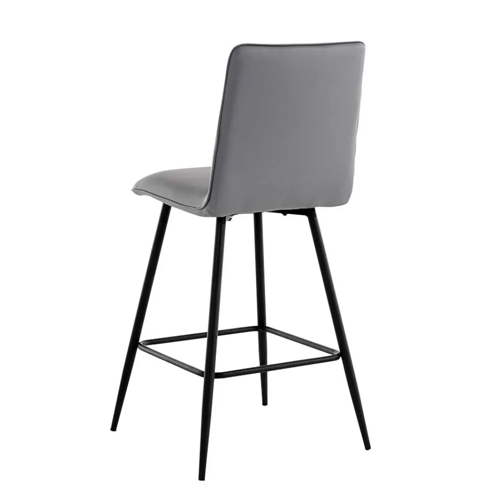 Wohnen Hocker<Kunstleder Barstühle in Grau - Eleganto (2er Set)