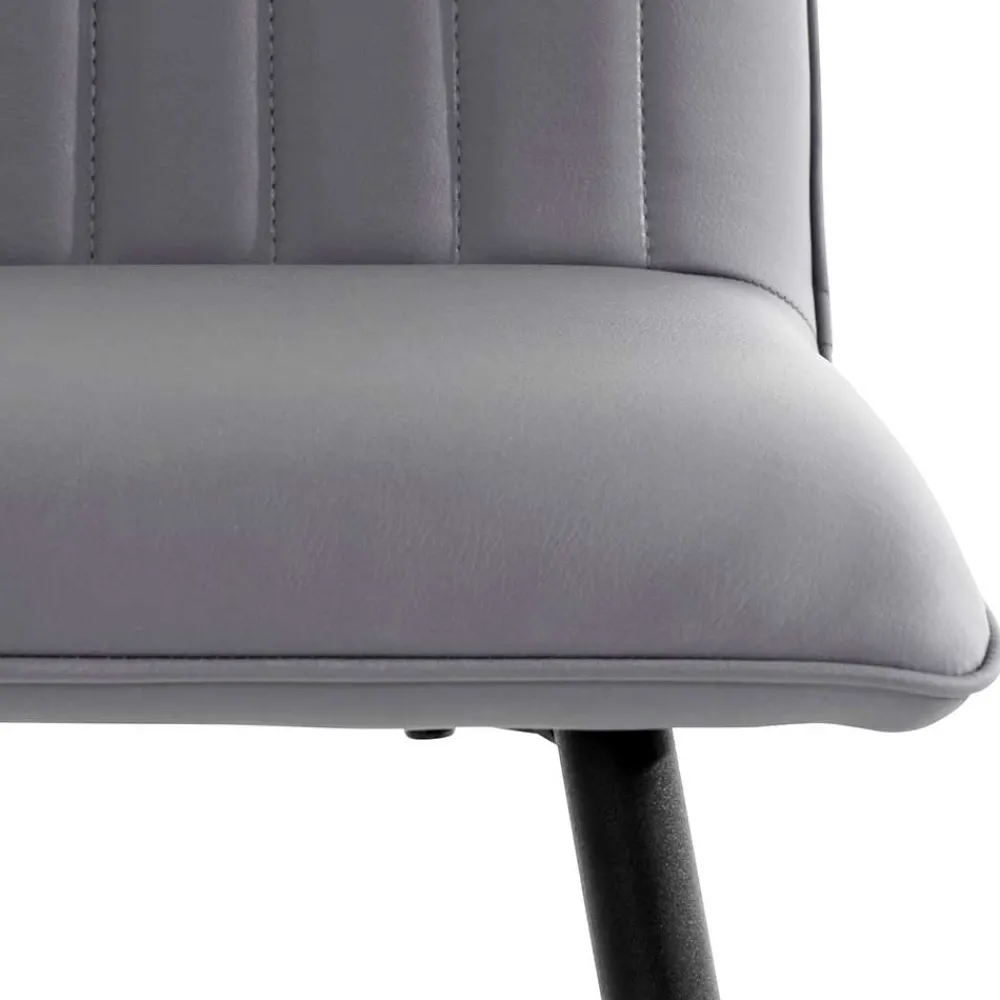 Wohnen Hocker<Kunstleder Barstühle in Grau - Eleganto (2er Set)