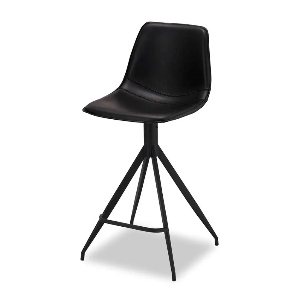 Wohnen Hocker<Kunstleder Barstuhl in Schwarz - Bennetto (2er Set)
