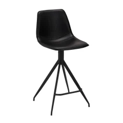 Wohnen Hocker<Kunstleder Barstuhl in Schwarz - Bennetto (2er Set)