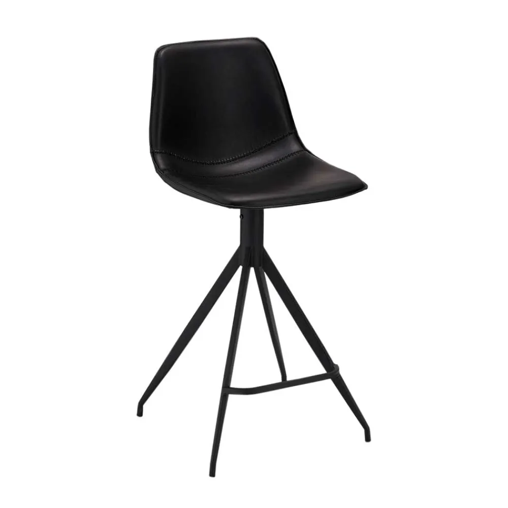 Wohnen Hocker<Kunstleder Barstuhl in Schwarz - Bennetto (2er Set)