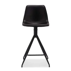 Wohnen Hocker<Kunstleder Barstuhl in Schwarz - Bennetto (2er Set)
