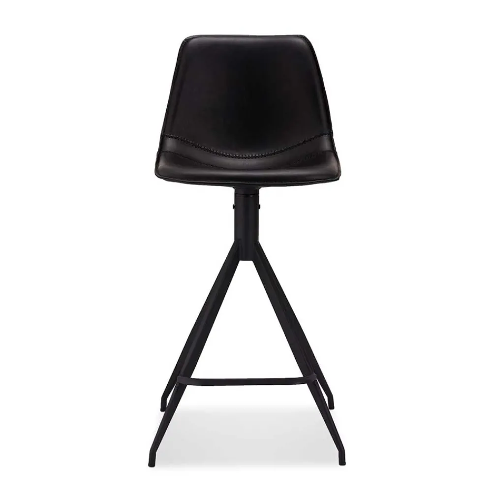 Wohnen Hocker<Kunstleder Barstuhl in Schwarz - Bennetto (2er Set)