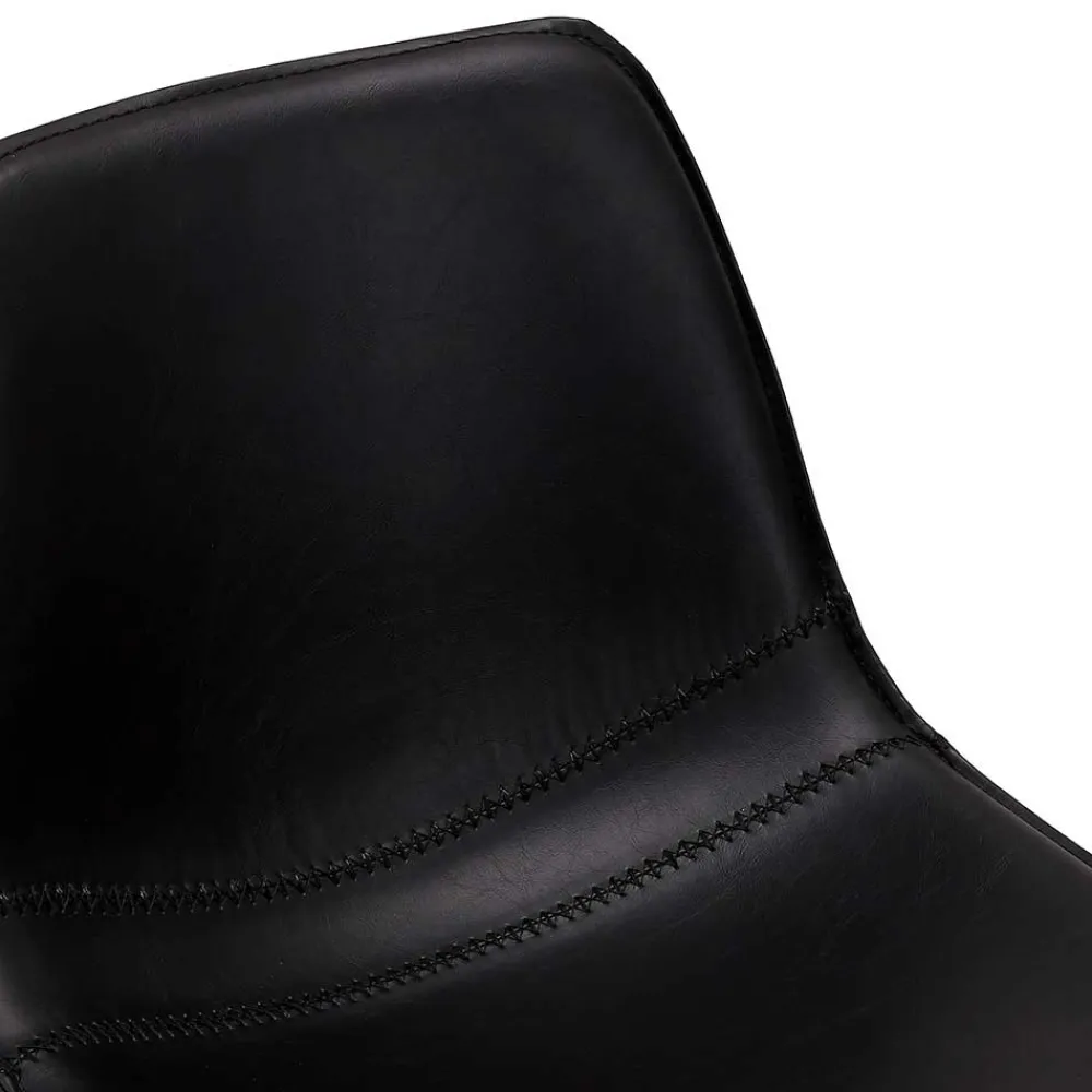 Wohnen Hocker<Kunstleder Barstuhl in Schwarz - Bennetto (2er Set)