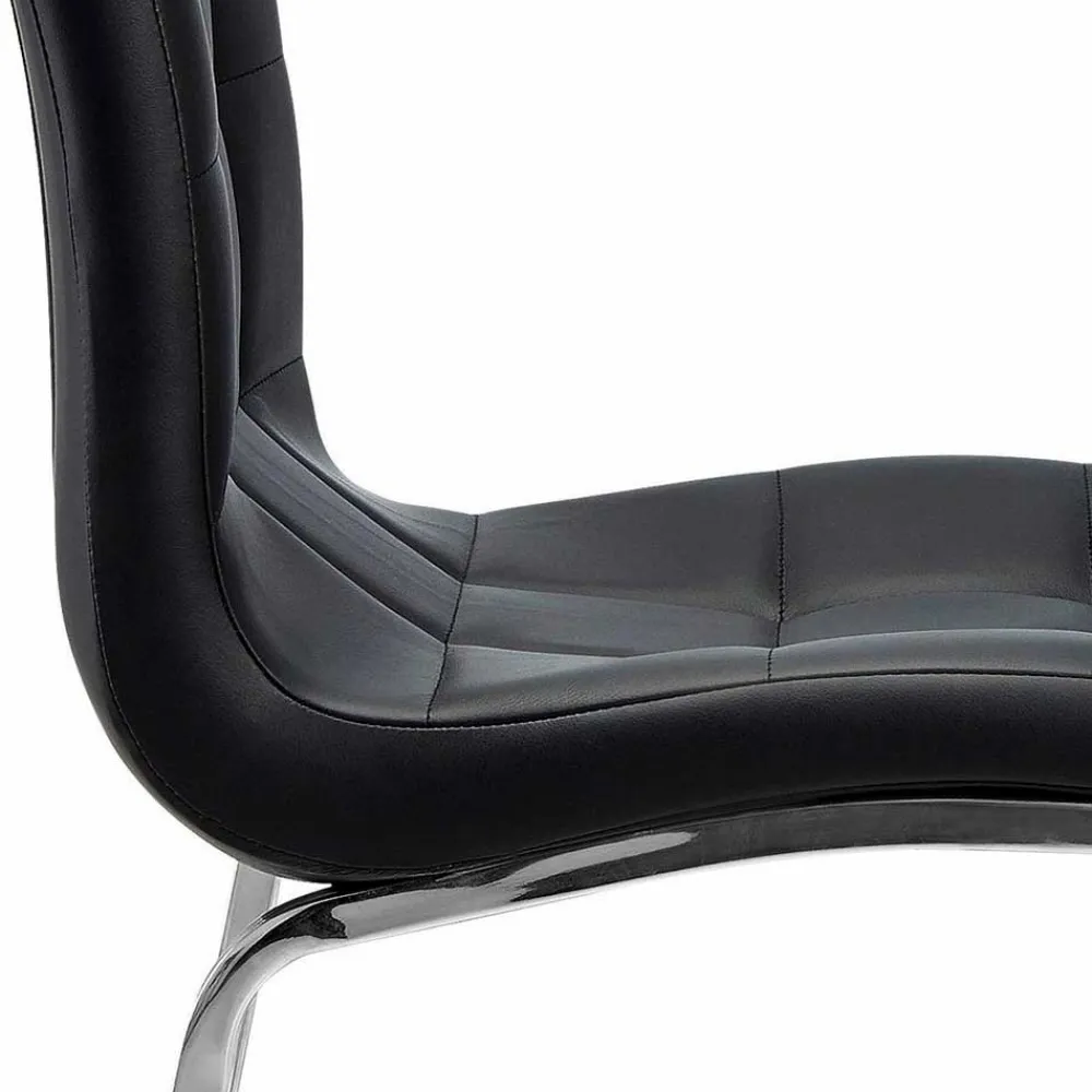 Wohnen Stühle<Kunstleder Esstischstühle in Schwarz - Stufanias (2er Set)