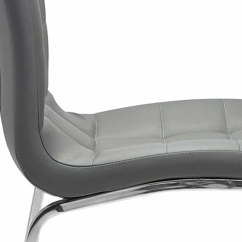 Wohnen Stühle<Kunstleder Küchenstühle in Grau - Alonso (2er Set)