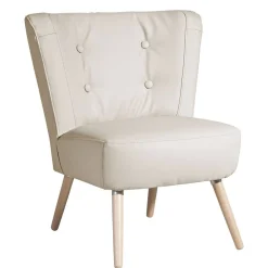 Wohnen Sessel<Kunstleder Retrosessel in Beige und Buche - Sylverta