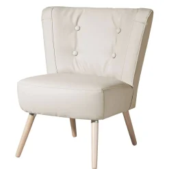 Wohnen Sessel<Kunstleder Retrosessel in Beige und Buche - Sylverta