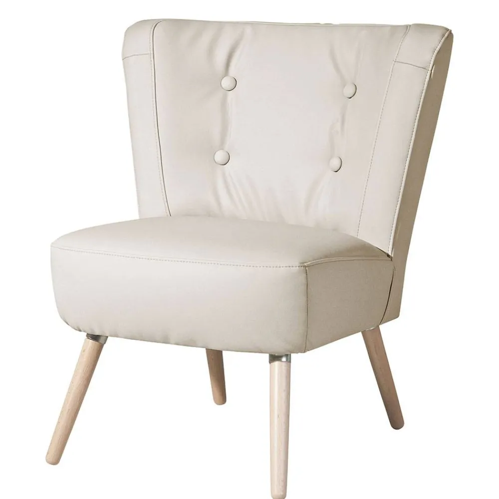 Wohnen Sessel<Kunstleder Retrosessel in Beige und Buche - Sylverta