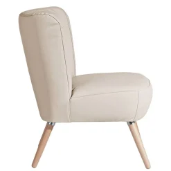 Wohnen Sessel<Kunstleder Retrosessel in Beige und Buche - Sylverta