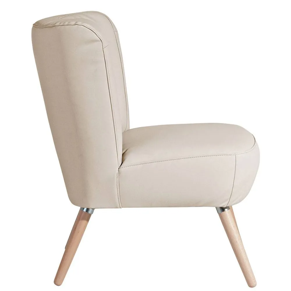 Wohnen Sessel<Kunstleder Retrosessel in Beige und Buche - Sylverta