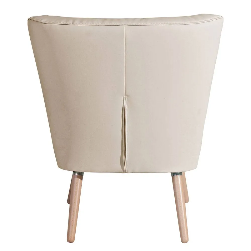 Wohnen Sessel<Kunstleder Retrosessel in Beige und Buche - Sylverta