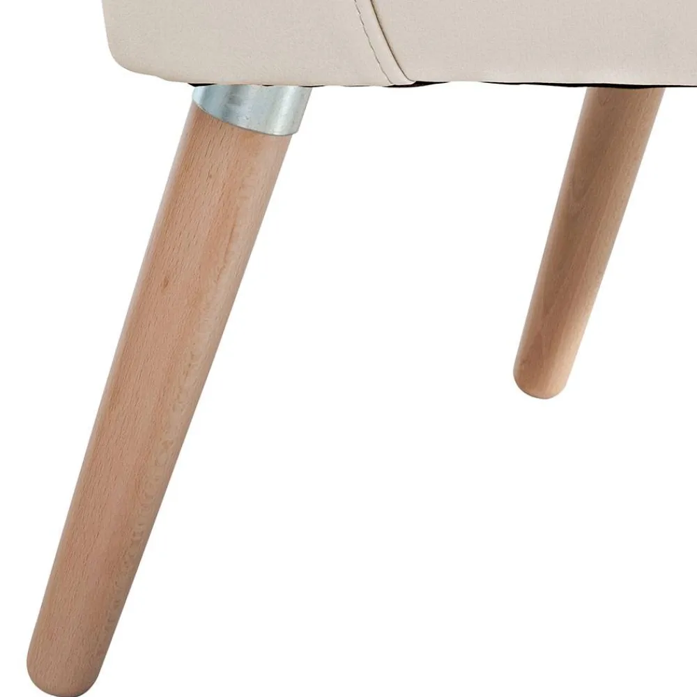 Wohnen Sessel<Kunstleder Retrosessel in Beige und Buche - Sylverta