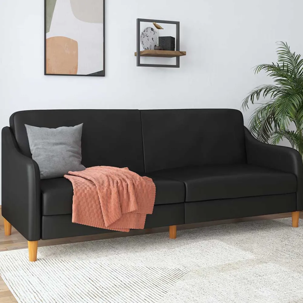 Wohnen Sofas<Kunstleder Schlafsofa in Schwarz - Marc