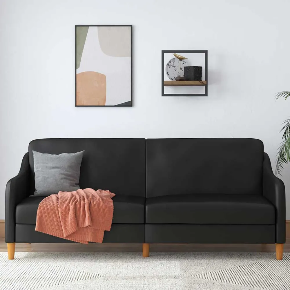 Wohnen Sofas<Kunstleder Schlafsofa in Schwarz - Marc
