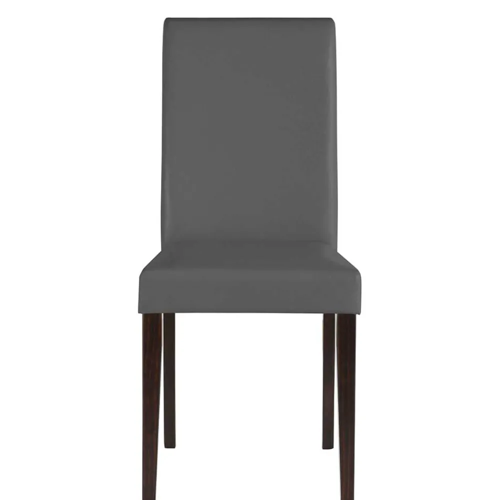 Wohnen Stühle<Kunstleder Stühle in Grau mit Wenge - Burina (2er Set)