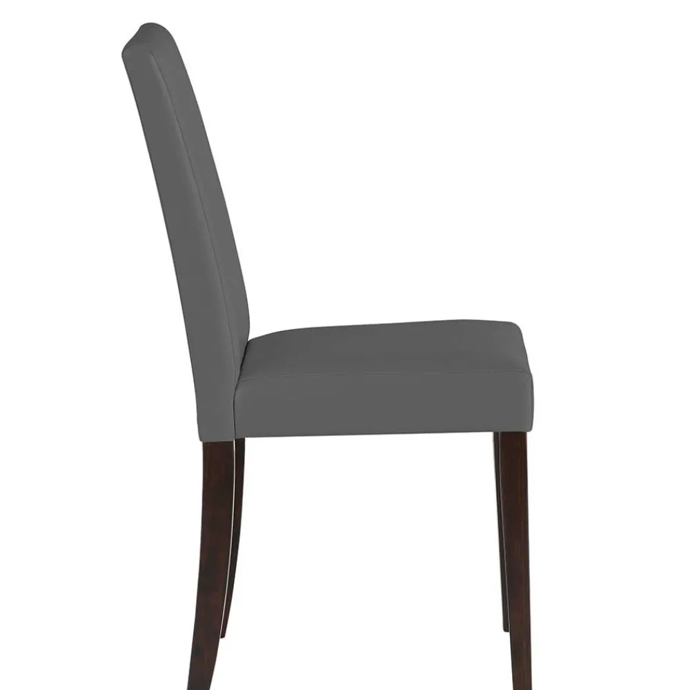 Wohnen Stühle<Kunstleder Stühle in Grau mit Wenge - Burina (2er Set)