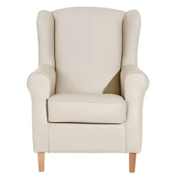 Wohnen Sessel<Kunstledersessel in Beige mit Buche Natur - Charleen