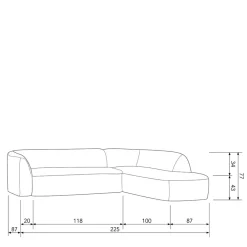 Wohnen Sofas<L Sofa im Skandi Design in Grau Chenille - Grandessa