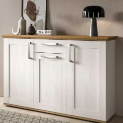Wohnen Sideboards<Landhaus Anrichte in Holzoptik Lärche Weiß - Tocella