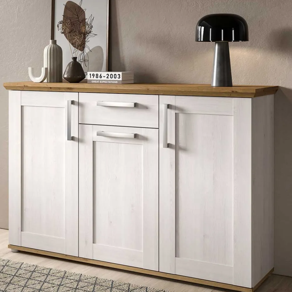 Wohnen Sideboards<Landhaus Anrichte in Holzoptik Lärche Weiß - Tocella