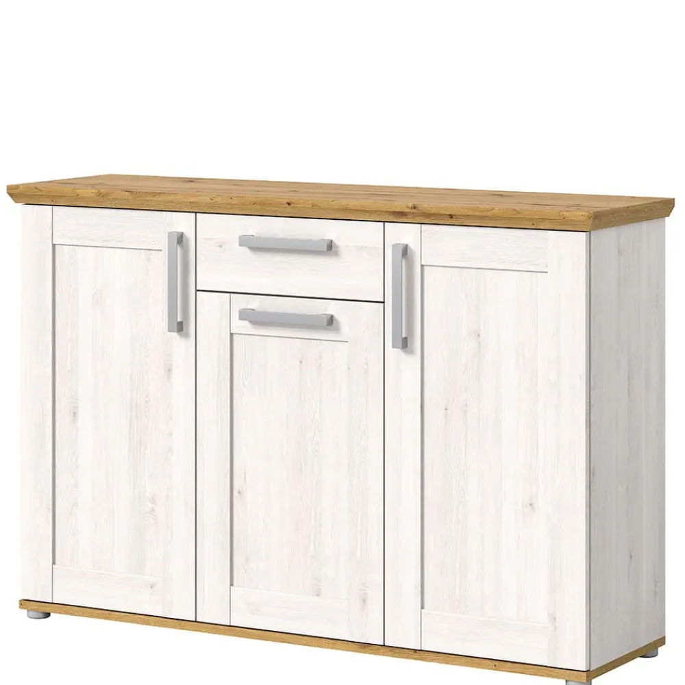 Wohnen Sideboards<Landhaus Anrichte in Holzoptik Lärche Weiß - Tocella