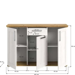 Wohnen Sideboards<Landhaus Anrichte in Holzoptik Lärche Weiß - Tocella