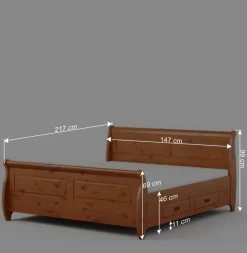 Wohnen Betten<Landhaus Bett in 140x200 mit Schubladen - Lusanne