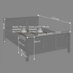 Wohnen Betten<Landhaus Bett mit Kopf- und Fußteil - Mira