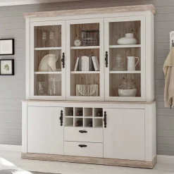 Wohnen Kommoden<Landhaus Buffet Schrank in Weiß Pinie Nedita 184 cm breit