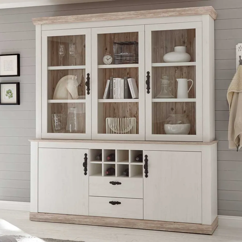 Wohnen Kommoden<Landhaus Buffet Schrank in Weiß Pinie Nedita 184 cm breit