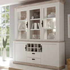 Wohnen Kommoden<Landhaus Buffet Schrank in Weiß Pinie Nedita 184 cm breit